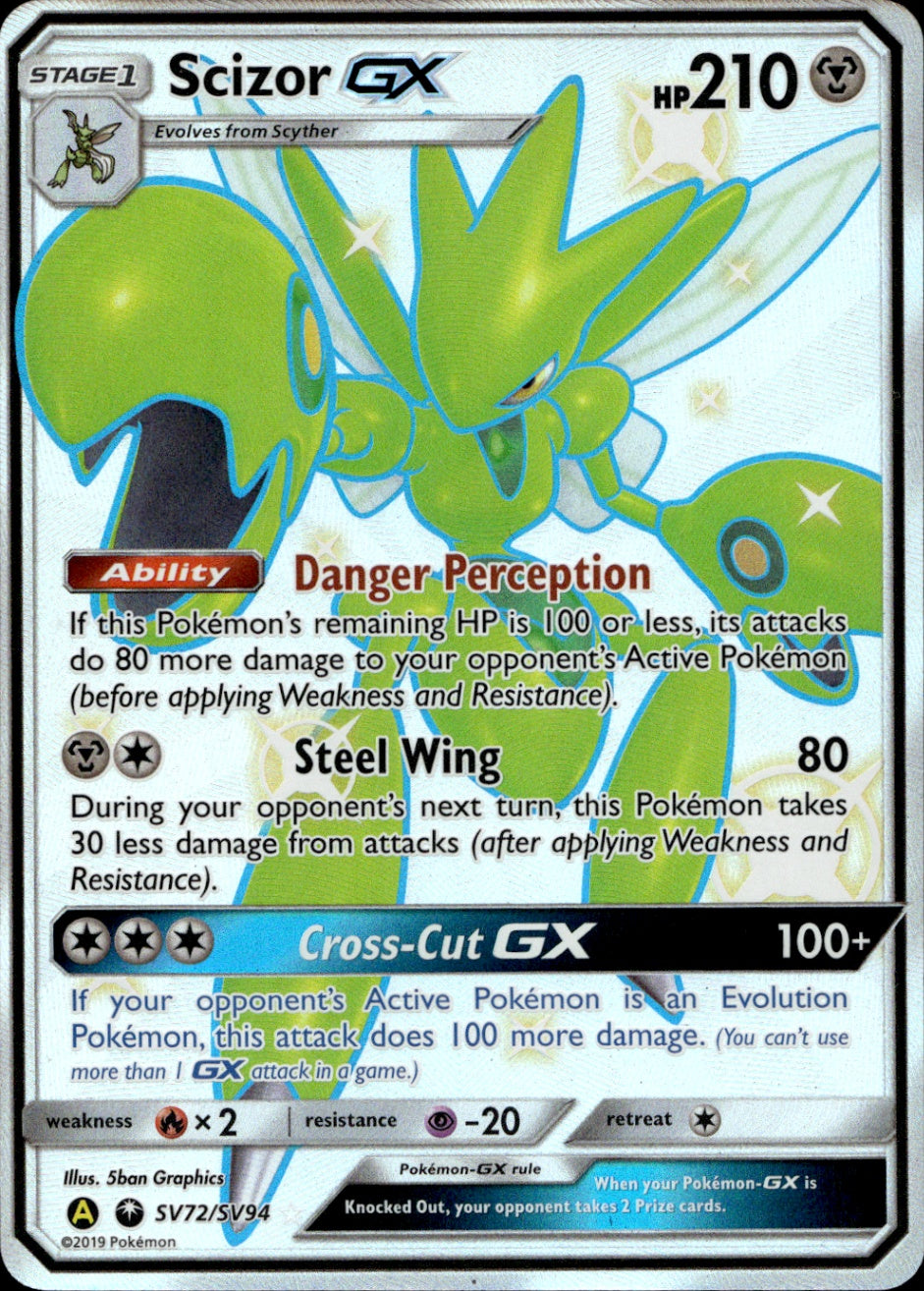 Scizor GX Shiny Holo Rare Hidden Fates: Shiny Vault SV72/SV94 NM