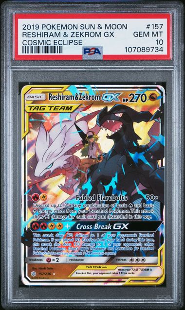 PSA 10 Reshiram & Zekrom GX 157/236