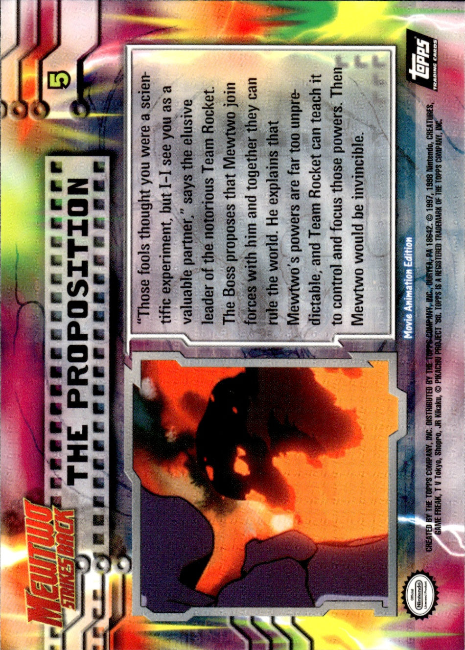 The Proposition, Mewtwo Stikes Back Tops Chrome, Movie Animation Edition NM (Back)