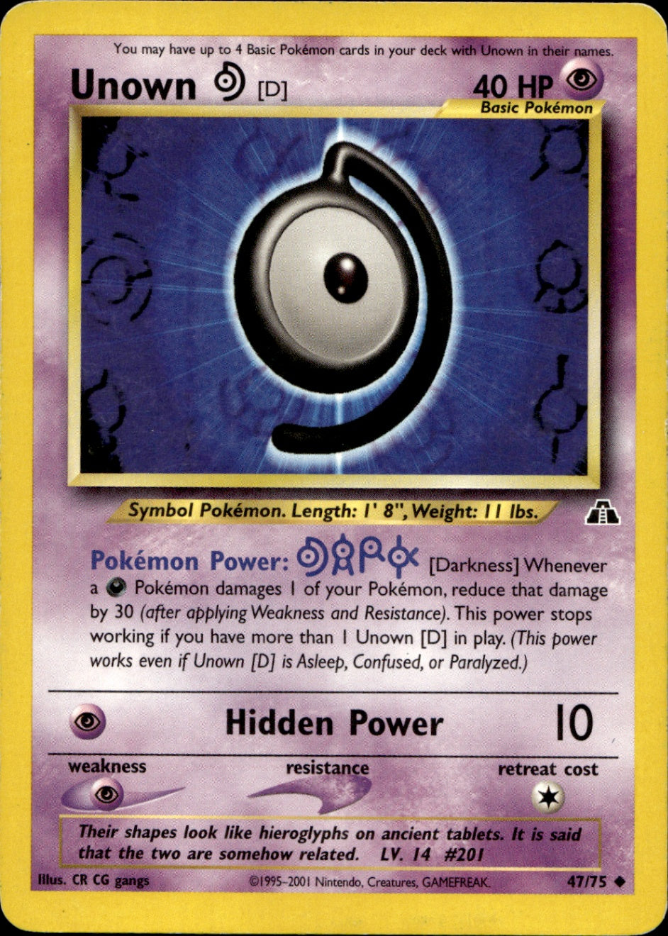 Unown [D] Uncommon Neo Discovery 47/75 LP