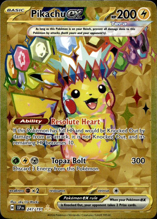 Pikachu ex Hyper Rare SV08: Surging Sparks 247/191 NM